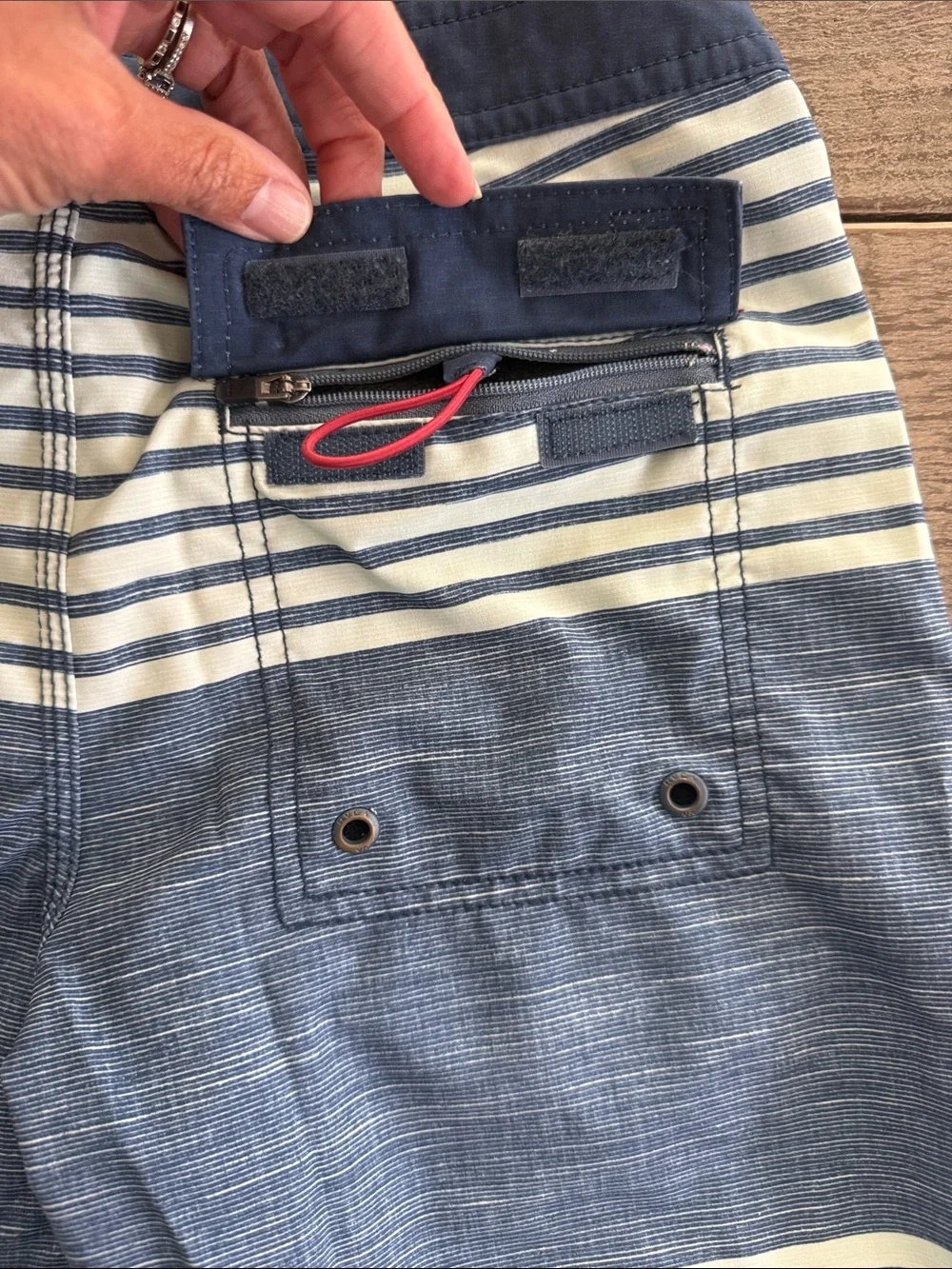 RVCA Navy and Cream Striped Boy’s Hybrid Shorts